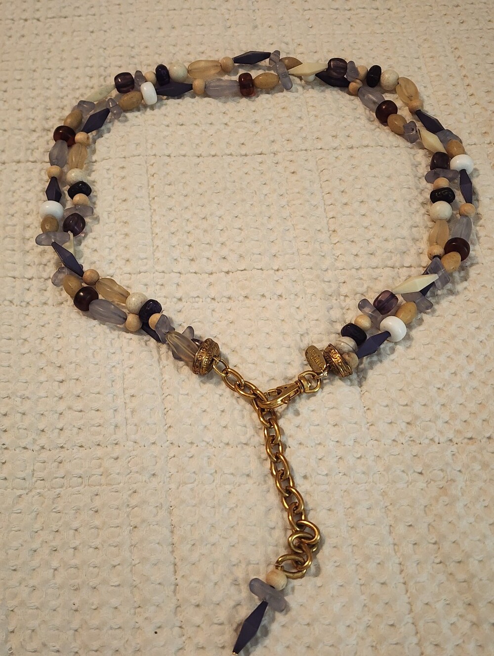 The Limited Multi-Strand Beaded Belt in Browns, Cream & Gold 30-34" Waist Boho
